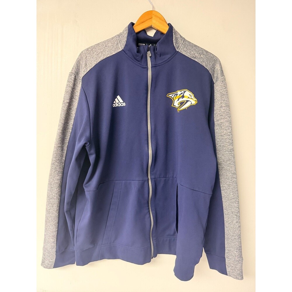 Adidas Nashville Predators Climawarm Full Zip Jacket Large Navy Gray NHL